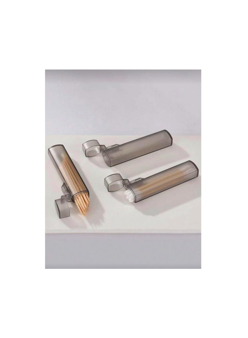 حامل أعواد أسنان بلاستيكي شفاف محمول، حاوية تخزين للسفر بطول 7.8 سم بتصميم مانع للتسرب، عبوة من 3 قطع، منظم مكتبي للتخييم والاستخدام الخارجي - Image 1